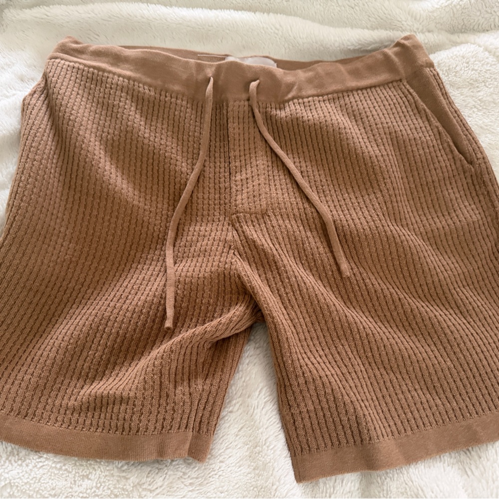 PacSun Waffle-Knit Drawstring Shorts in Camel